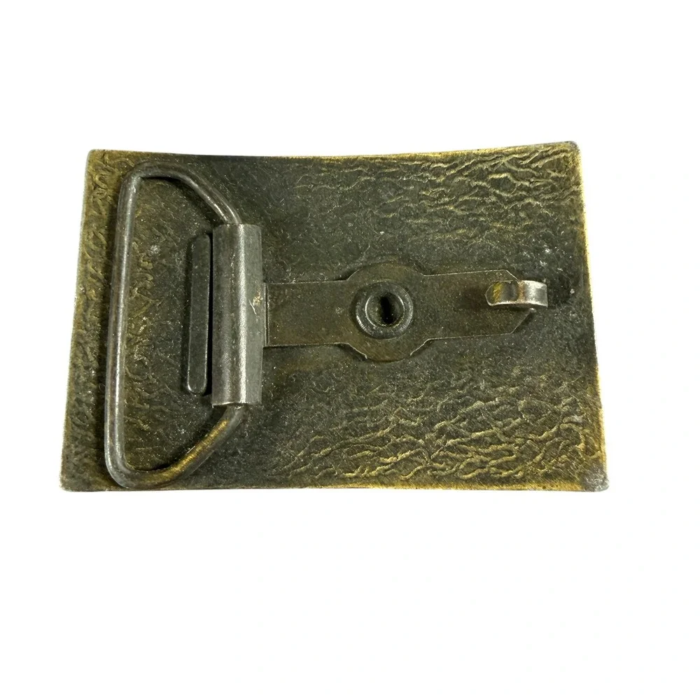 Vintage Lee Jeans Belt Buckle Brass Tone Rectangle Logo Western Workwear Mens